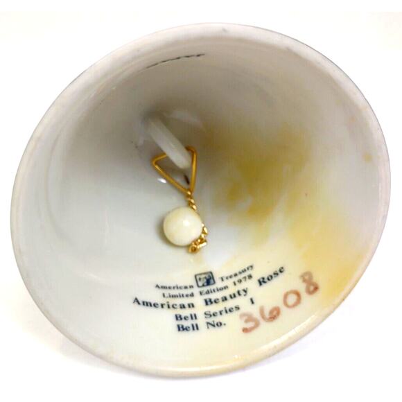 Vintage Bell 1978 American Treasury American Beauty Yellow Rose Bell No 3608 - Picture 2 of 7